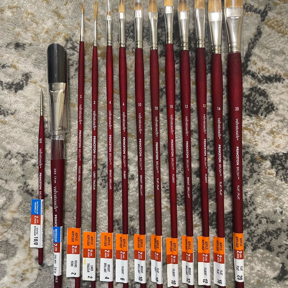 Princeton VelvetTouch Acrylic & Watercolor Paintbrush Series Bundle #3